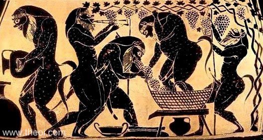 Winemaking Silens | Athenian black-figure amphora C6th B.C. | Martin von Wagner Museum, University of Würzburg